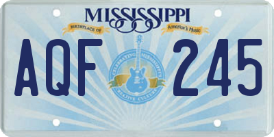 MS license plate AQF245