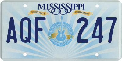 MS license plate AQF247