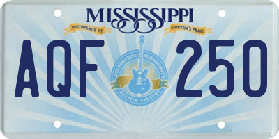 MS license plate AQF250