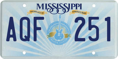 MS license plate AQF251
