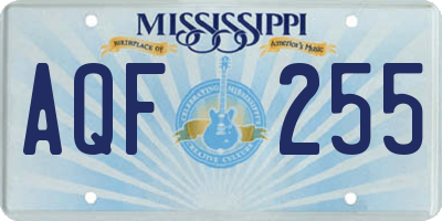 MS license plate AQF255