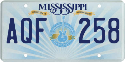 MS license plate AQF258