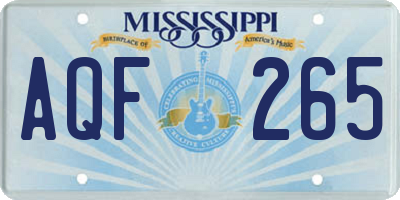 MS license plate AQF265
