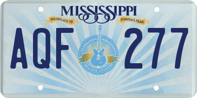 MS license plate AQF277