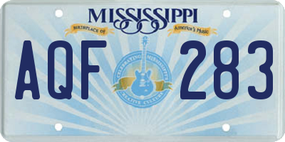 MS license plate AQF283