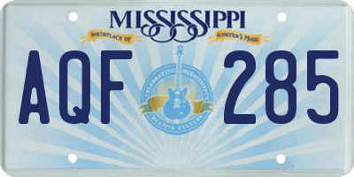 MS license plate AQF285