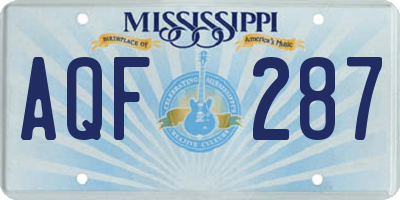 MS license plate AQF287