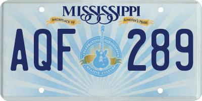 MS license plate AQF289