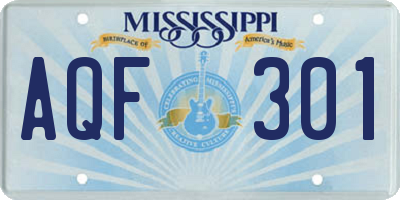 MS license plate AQF301