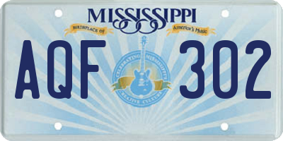 MS license plate AQF302