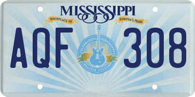 MS license plate AQF308