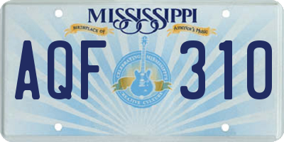 MS license plate AQF310