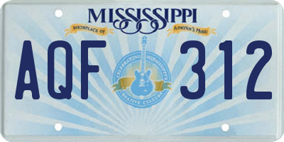 MS license plate AQF312