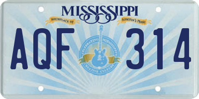 MS license plate AQF314