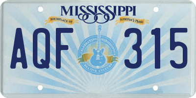 MS license plate AQF315