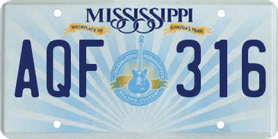 MS license plate AQF316
