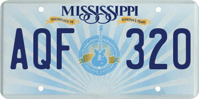 MS license plate AQF320