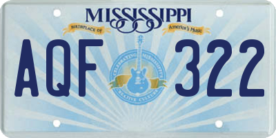 MS license plate AQF322