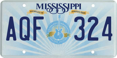 MS license plate AQF324