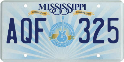 MS license plate AQF325