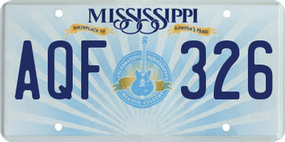 MS license plate AQF326
