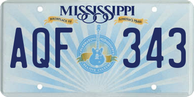 MS license plate AQF343