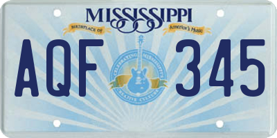 MS license plate AQF345