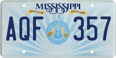 MS license plate AQF357