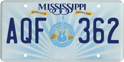 MS license plate AQF362