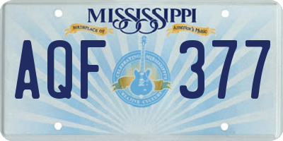 MS license plate AQF377