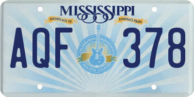 MS license plate AQF378
