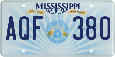MS license plate AQF380