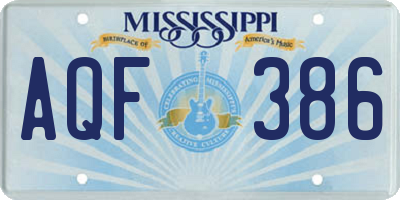 MS license plate AQF386