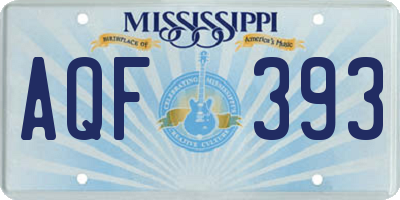 MS license plate AQF393