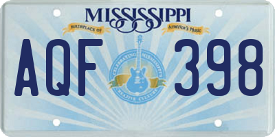 MS license plate AQF398