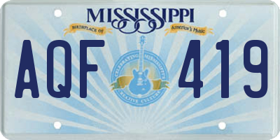 MS license plate AQF419