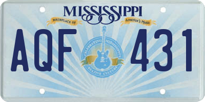 MS license plate AQF431