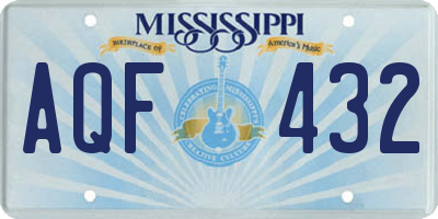 MS license plate AQF432