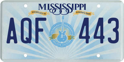 MS license plate AQF443