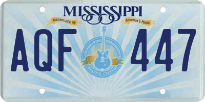 MS license plate AQF447