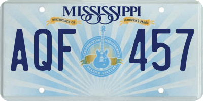 MS license plate AQF457