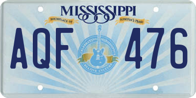 MS license plate AQF476
