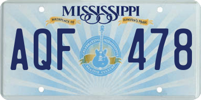 MS license plate AQF478