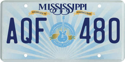 MS license plate AQF480