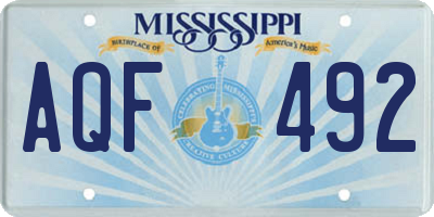 MS license plate AQF492