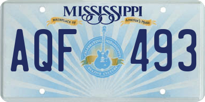 MS license plate AQF493