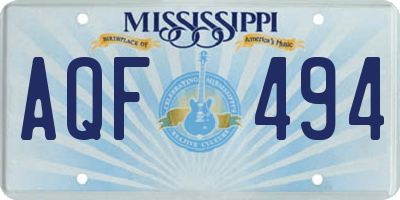 MS license plate AQF494