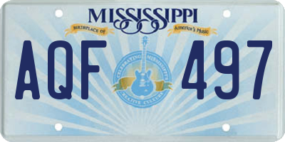 MS license plate AQF497
