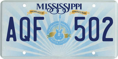 MS license plate AQF502