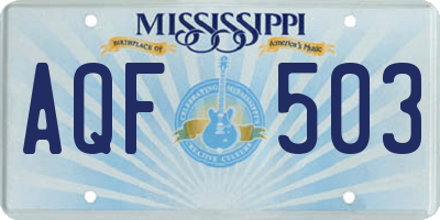 MS license plate AQF503